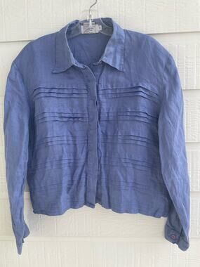 JSong Collection 100% linen blue shirt jacket 18